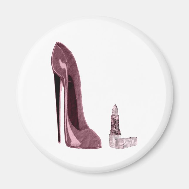 Red Stiletto Shoe och Lipstick Magnet (Framsidan)