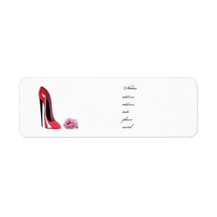Red Stiletto Shoe och Ro-etikett Returadress Etikett