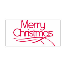 Red stilized God jul och waved linjer Självfärgande Stämpel