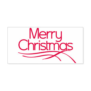 Red stilized God jul och waved linjer Självfärgande Stämpel