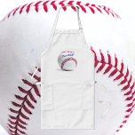 Red Stitched Baseball Anpassade Långt Förkläde<br><div class="desc">All amerikansk apron,  som Baseball och Grilling,  designad i rött,  vitt och blått. Låt oss spela boll och börja laga mat. Anpassa med Chef's namn för en slående gåva.</div>