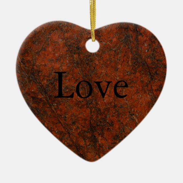 Red Stone Heart Skriv ut Julgransprydnad Keramik (Framsidan)