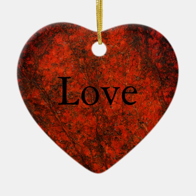 Red Stone Heart Skriv ut Julgransprydnad Keramik (Framsidan)