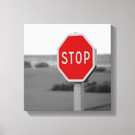 Red Stop Road Sign Minimalist Photographic CANVAS