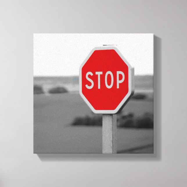 Red Stop Road Sign Minimalist Photographic CANVAS (Framsida)