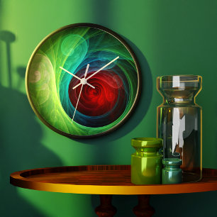 Red Storm Abstrakt Art Round Stor Klocka