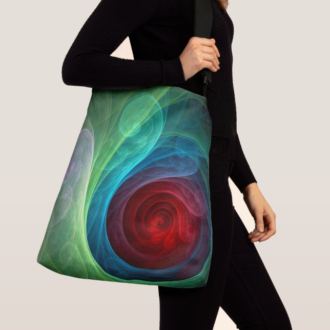 Red Storm Blommigt Modern Abstrakt Art Färg Mönste Axelväska (Närbild)