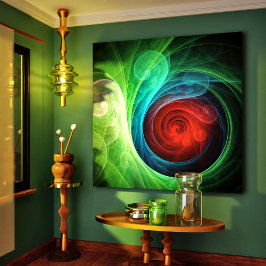 Red Storm Blommigt Modern Abstrakt Art Färg Mönste Canvastryck