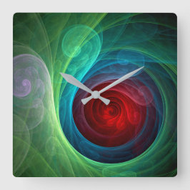 Red Storm Blommigt Modern Abstrakt Art Färg Mönste Fyrkantig Klocka