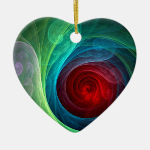 Red Storm Blommigt Modern Abstrakt Art Färg Mönste Julgransprydnad Keramik