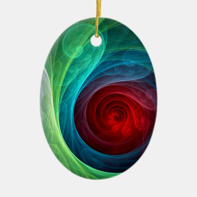 Red Storm Blommigt Modern Abstrakt Art Färg Mönste Julgransprydnad Keramik (Framsidan)