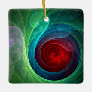 Red Storm Blommigt Modern Abstrakt Art Färg Mönste Julgransprydnad Keramik