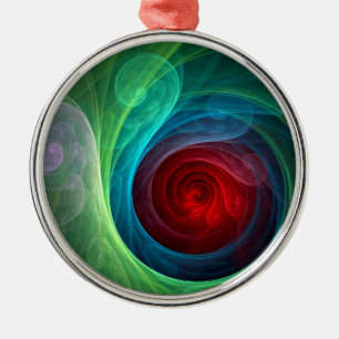 Red Storm Blommigt Modern Abstrakt Art Färg Mönste Julgransprydnad Metall