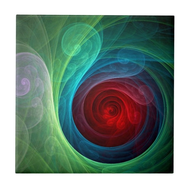 Red Storm Blommigt Modern Abstrakt Art Färg Mönste Kakelplatta (Framsidan)