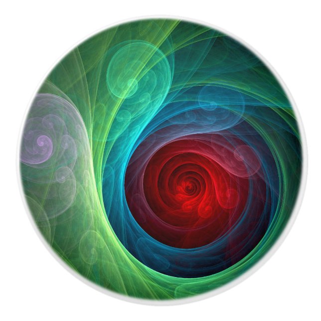 Red Storm Blommigt Modern Abstrakt Art Färg Mönste Knopp (Framsidan)