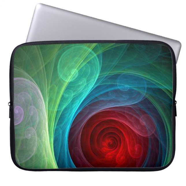 Red Storm Blommigt Modern Abstrakt Art Färg Mönste Laptop Sleeve (Framsidan)