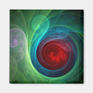 Red Storm Blommigt Modern Abstrakt Art Färg Mönste Magnet