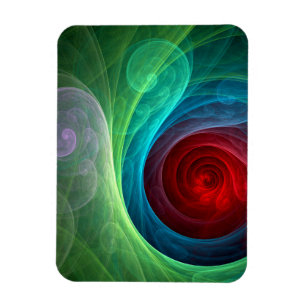Red Storm Blommigt Modern Abstrakt Art Färg Mönste Magnet