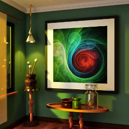 Red Storm Blommigt Modern Abstrakt Art Färg Mönste Poster
