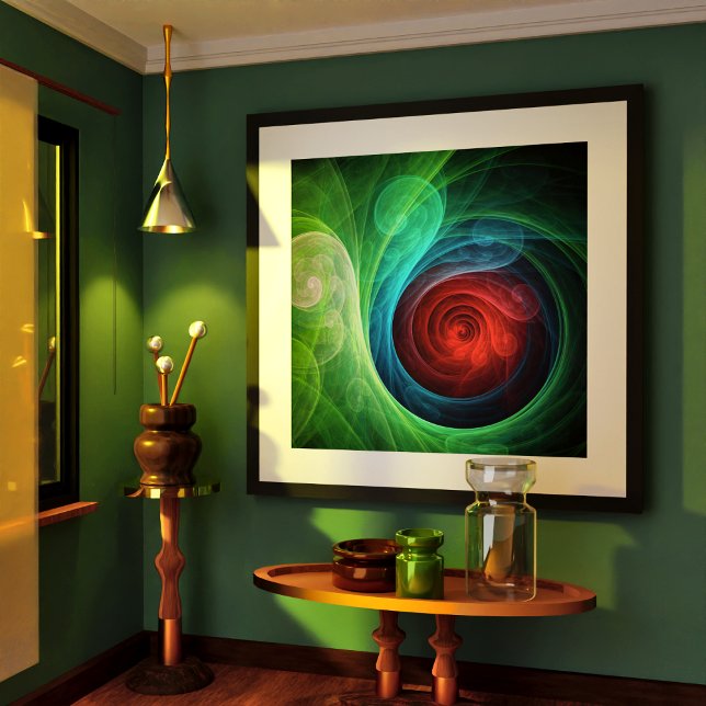 Red Storm Blommigt Modern Abstrakt Art Färg Mönste Poster (Red Storm Floral Modern Abstract Art Color Pattern Poster)