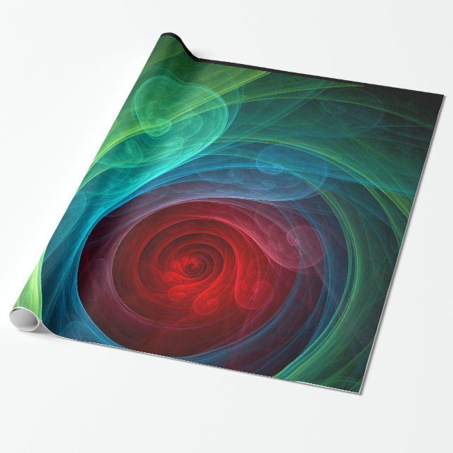 Red Storm Blommigt Modern Abstrakt Art Färg Mönste Presentpapper (Utrullad)