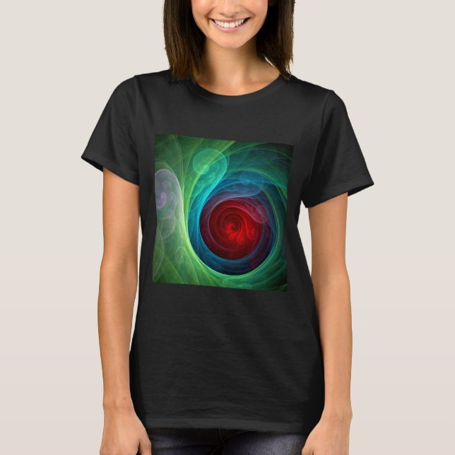 Red Storm Blommigt Modern Abstrakt Art Färg Mönste T-shirt (Framsida)