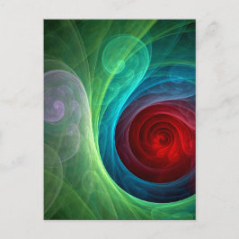 Red Storm Blommigt Modern Abstrakt Art Färg Mönste Vykort