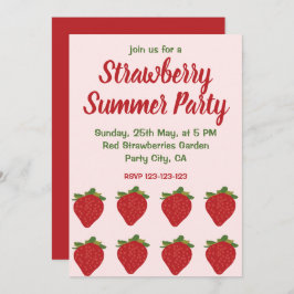Red Strawbär Fruit Strawberry Sommar Party Inbjudningar