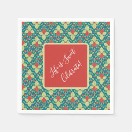 Red Strawberries, Flowers, Fruit and Runners Pappersservett