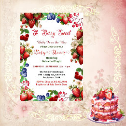 Red Strawberry Baby Shower | Blå berry Sweet Cute Inbjudningar