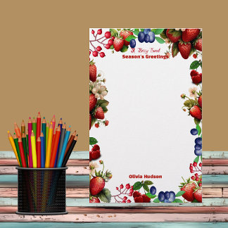 Red Strawberry Baby Shower Blue Berry Sweet Office Brevpapper