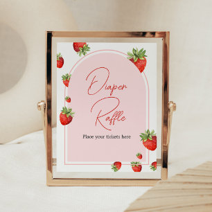 Red Strawberry Baby Shower Raffle Poster