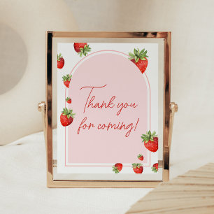 Red Strawberry Baby Shower Tack för att du kom Poster