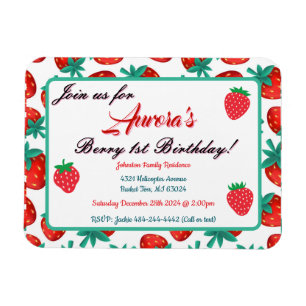 Red Strawberry Berry 1st Birthday Keepsaké Magnet