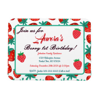 Red Strawberry Berry 1st Birthday Keepsaké Magnet