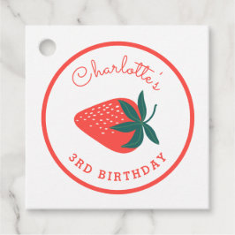 Red Strawberry Berry Favor Taggs Gåvor Etiketter