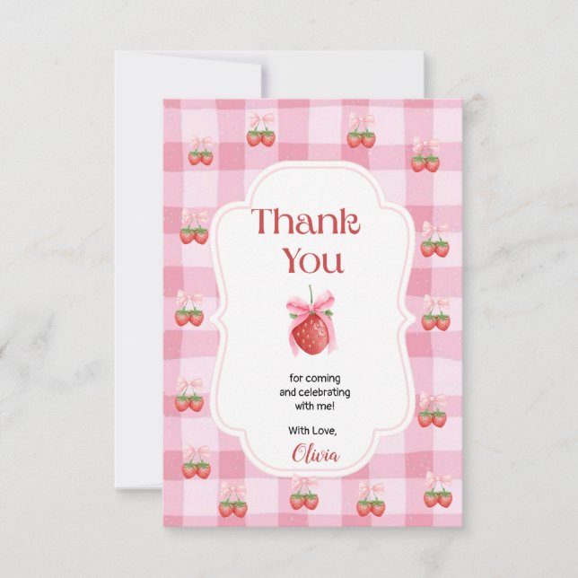 Red Strawberry Berry First Birthday Tack (Framsida)