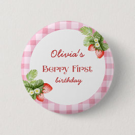 Red Strawberry Berry First Birthday Tack Knapp