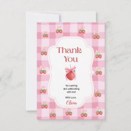 Red Strawberry Berry First Birthday Tack Kort