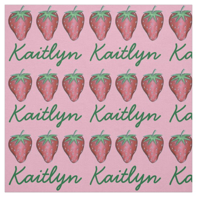 Red Strawberry Berry Summer Berries Fruit Print Tyg (Provkarta)