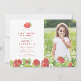 Red Strawberry Berry Sweet Birthday-inbjudan