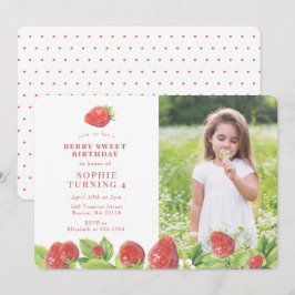 Red Strawberry Berry Sweet Birthday-inbjudan
