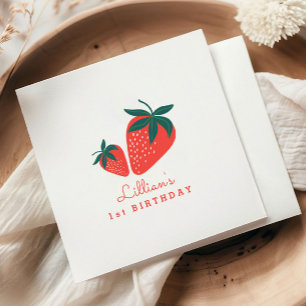 Red Strawberry Berry Sweet Birthday Pappersservett