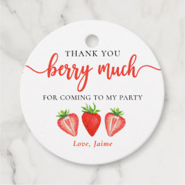 Red Strawberry Birthday Tack Berry Much Gåvor Etiketter