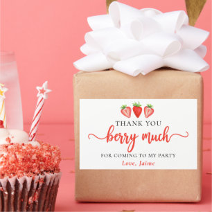Red Strawberry Birthday Tack Berry Much Rektangulärt Klistermärke