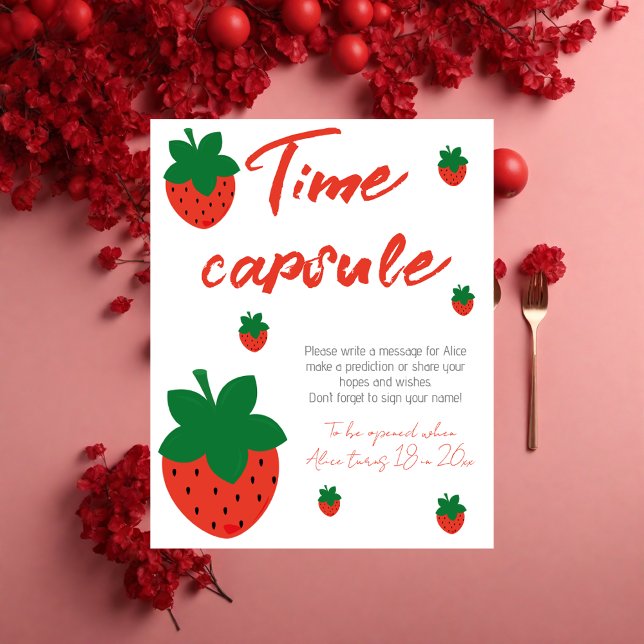 Red Strawberry Birthday Time Capsule Poster (Skapare uppladdad)