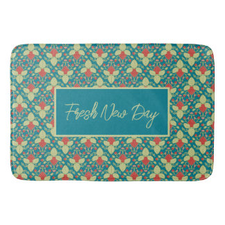 Red Strawberry fruit and pink blossoms Badrumsmatta