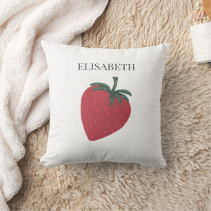 Red Strawberry Fruit Personlig Namn Kudde