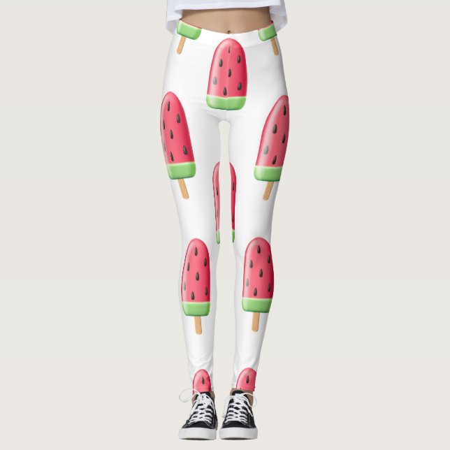 Red Strawberry Ice Cream Mönster Leggings (Framsida)