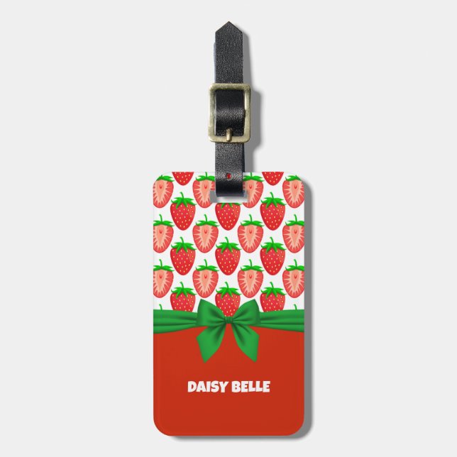 Red Strawberry Luggage Tag Bagagebricka (Vertikal Framsida)